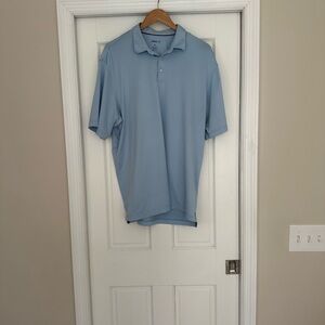 Johnnie O  Light Blue with White Pinstripes Men's Polo Golf Shirt XL
